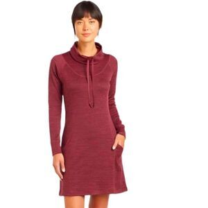 KÜHL Lea Dress Womens burgundy cowl neck  size medium